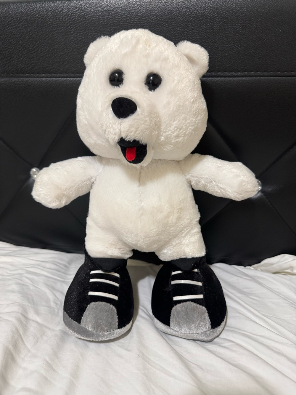 White Teddy Bear Plush Sneakers Open Mouth Stuffed Animal